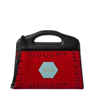 Gucci 100 Anniversary Canvas & Leather Tote, Red